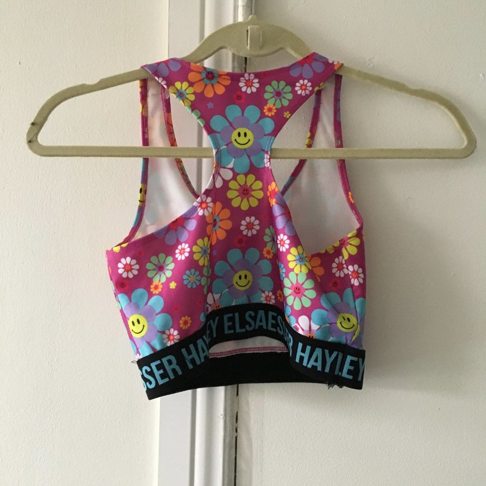 free gift * NWT XS but fits like xxs-xs flower power sports bra - Picture 8 of 9